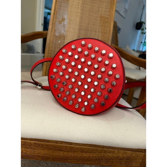 Alexander Wang Alpha Red Leather Bucket Bag Silver stud Designer Purse One Size - Picture 15 of 16